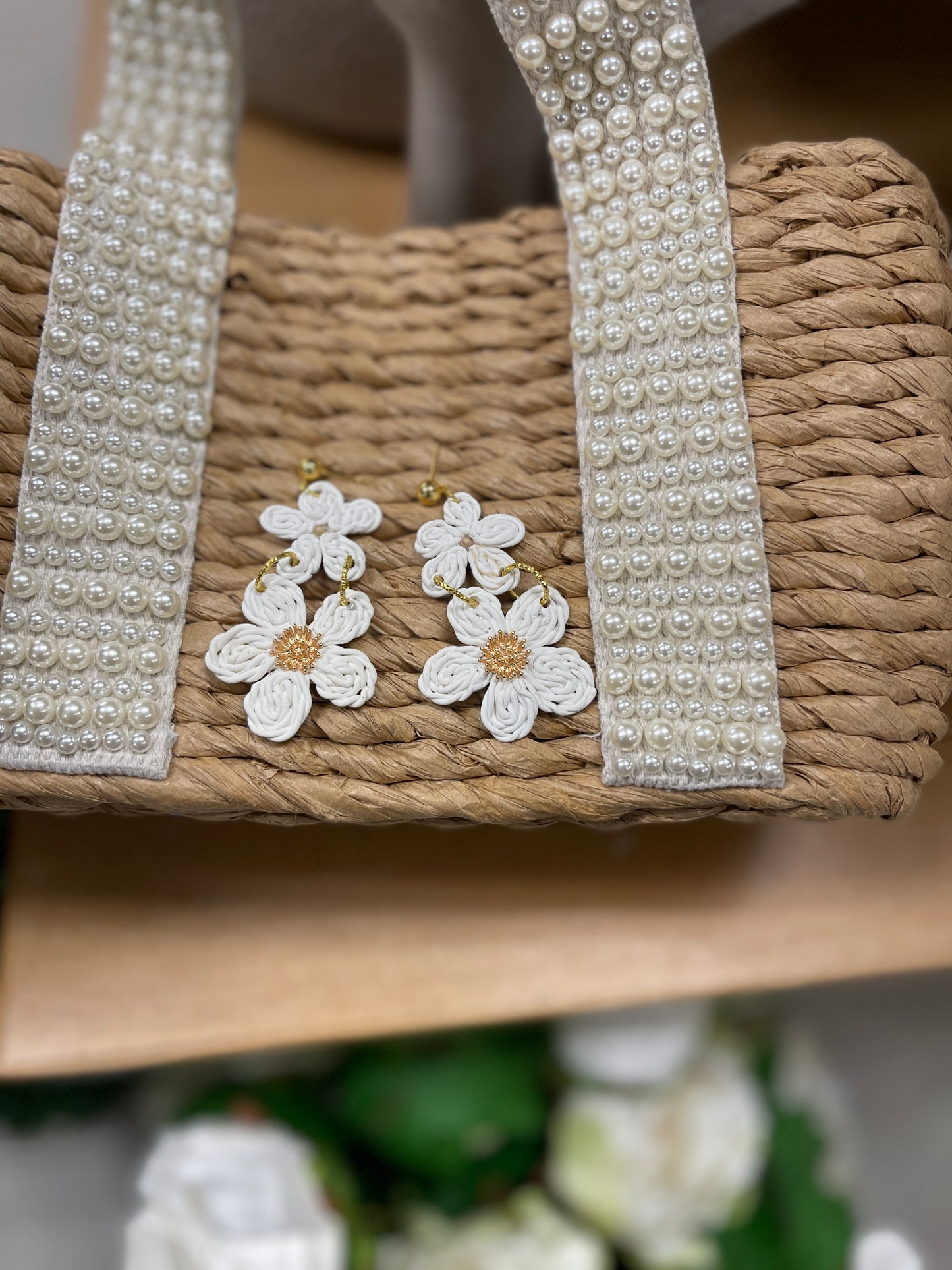 Earring rattan flower-3