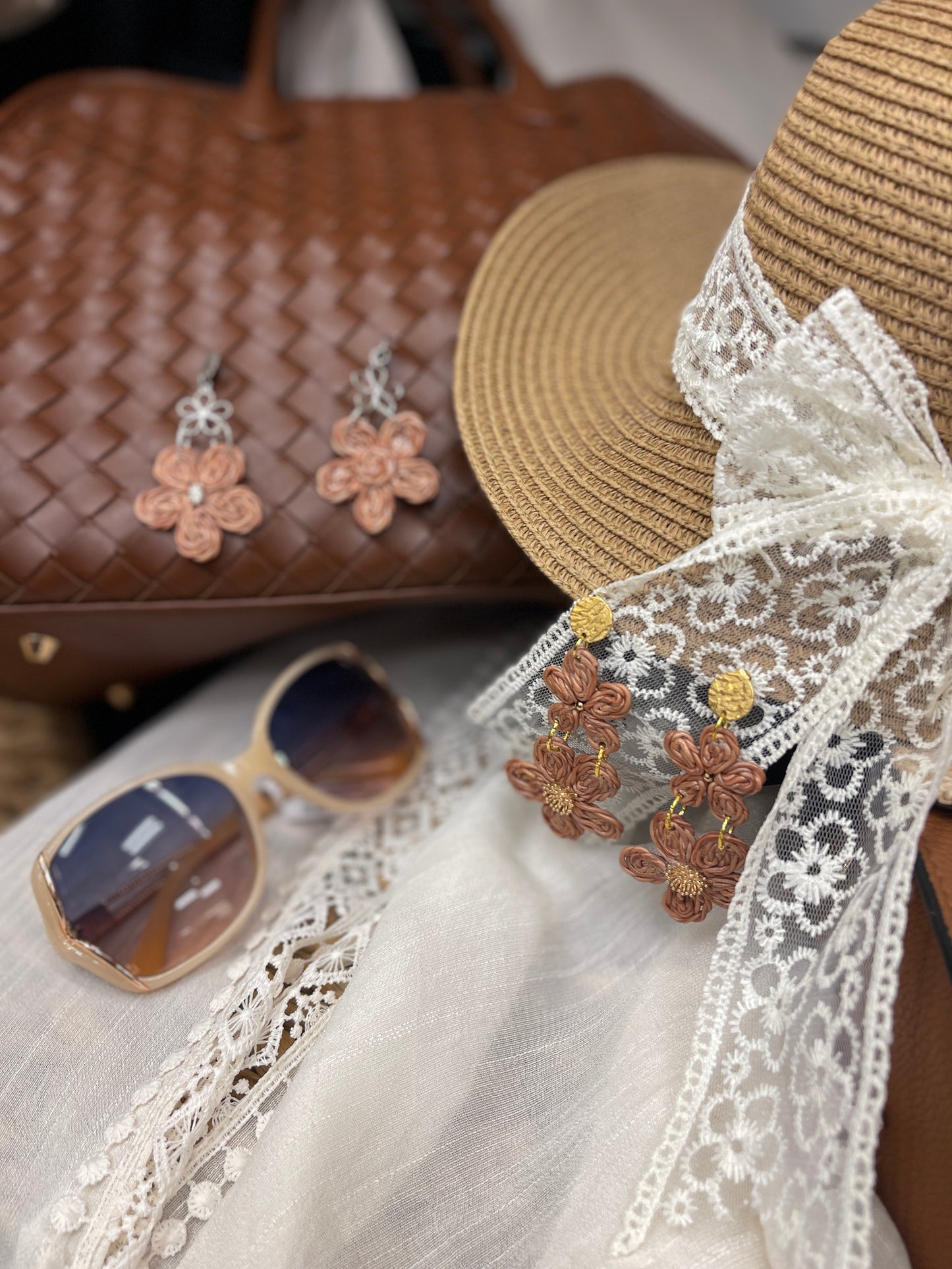 Earring rattan flower-9