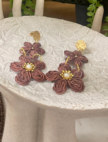 Earring rattan flower-1