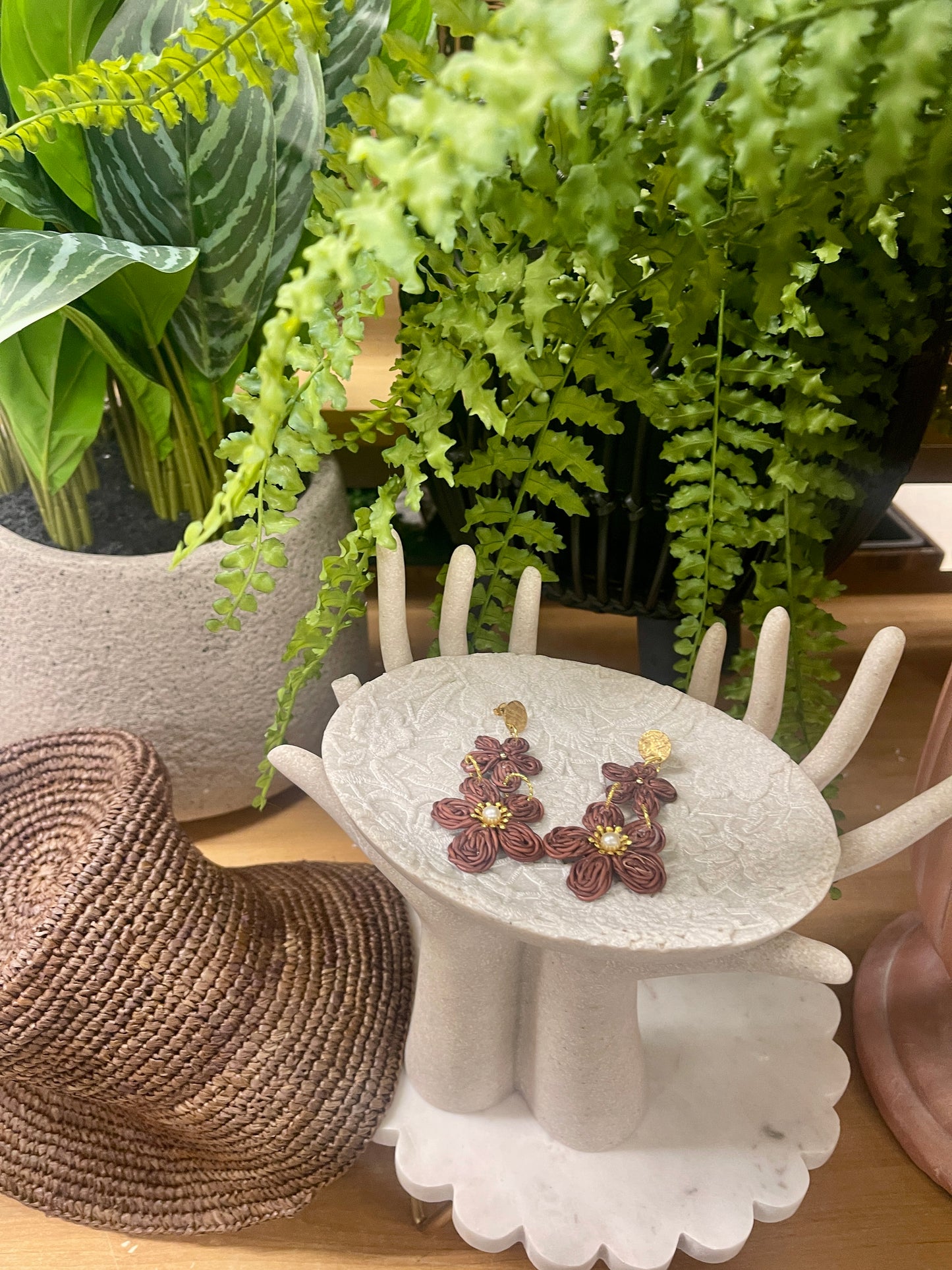 Earring rattan flower-1