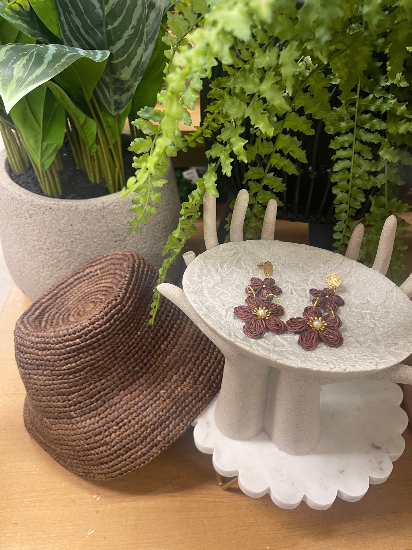 Earring rattan flower-1