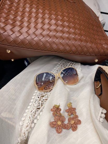 Earring rattan flower-7