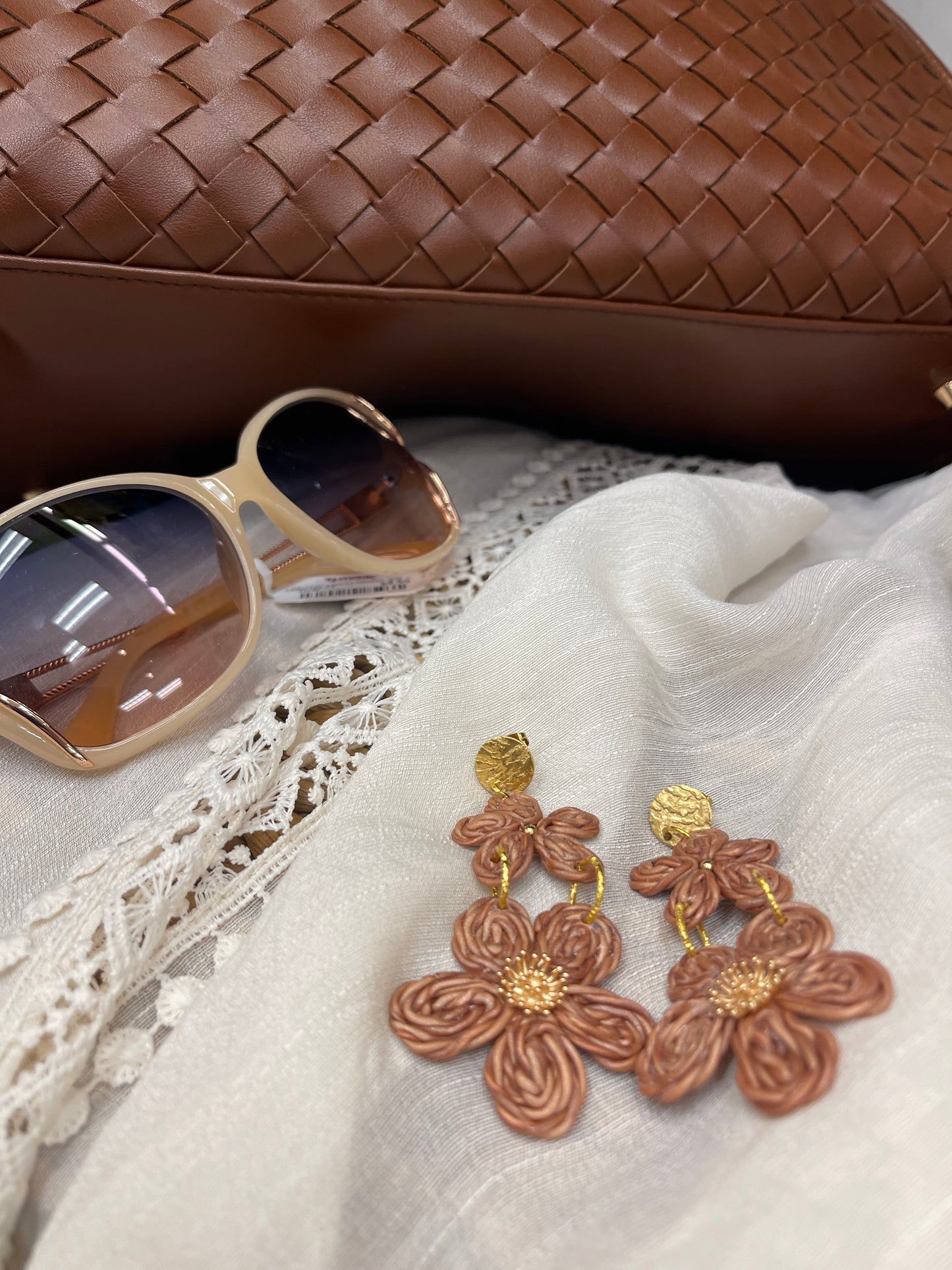 Earring rattan flower-7