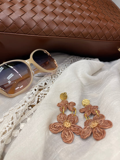 Earring rattan flower-7