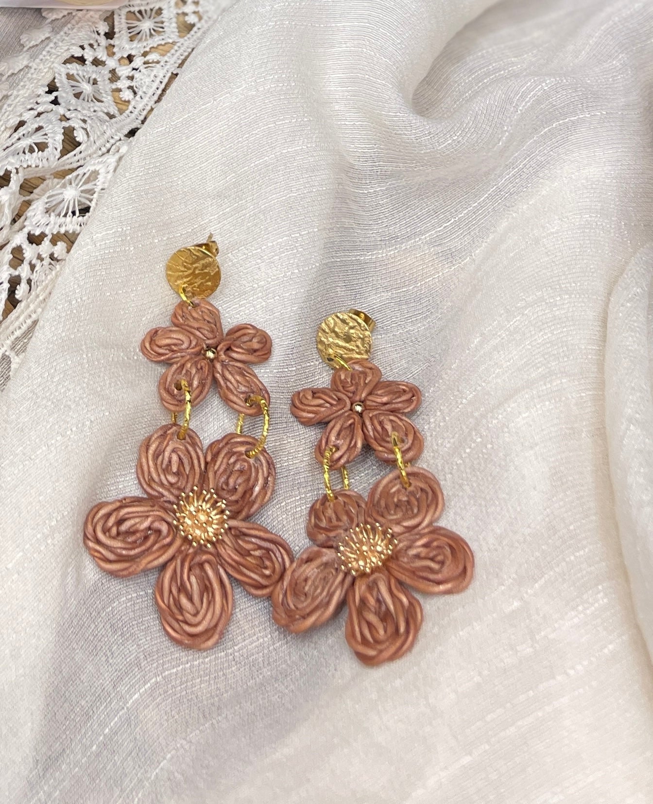 Earring rattan flower-7