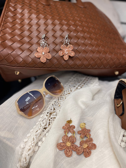 Earring rattan flower-7