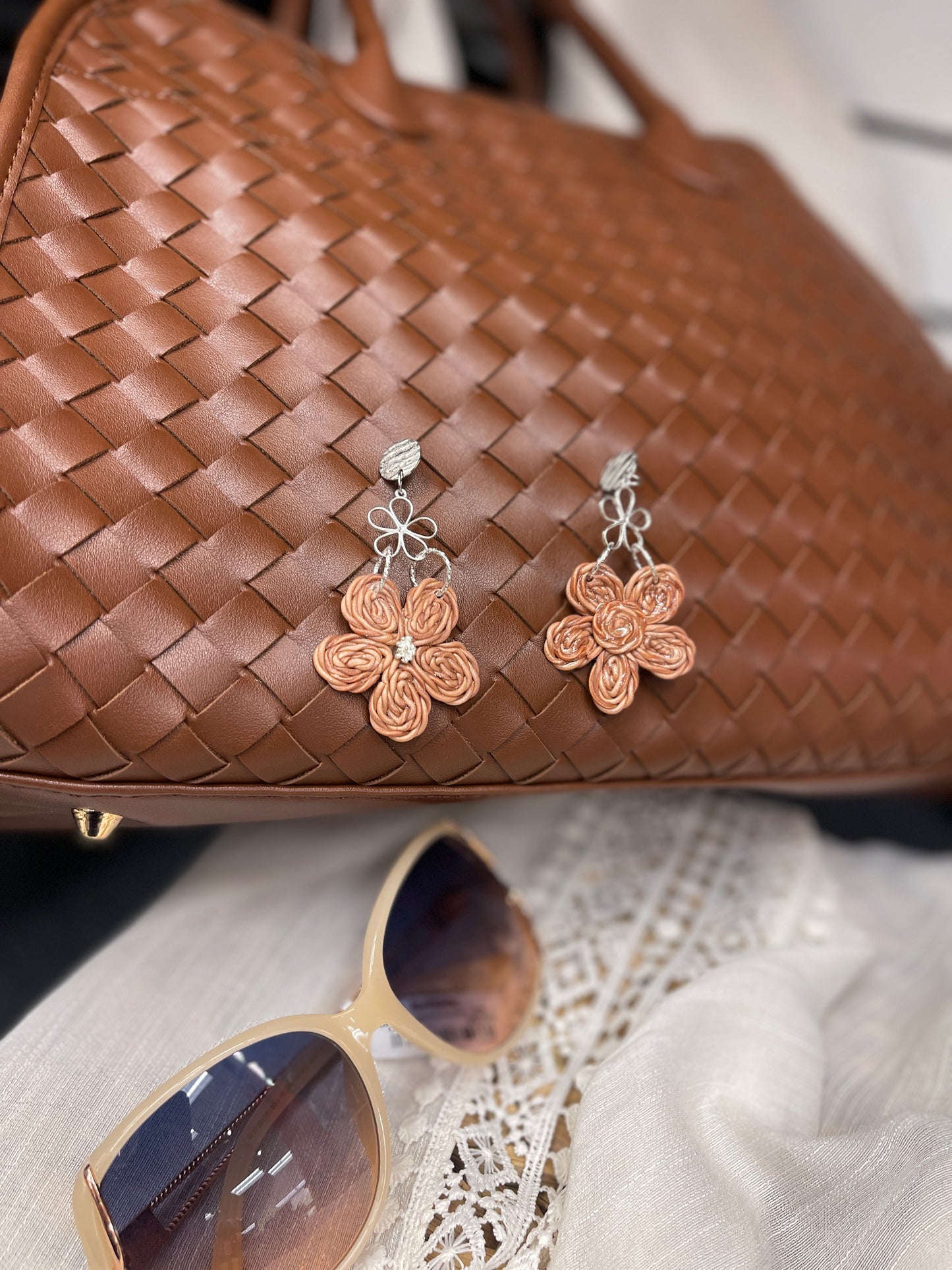 Earring rattan flower-9