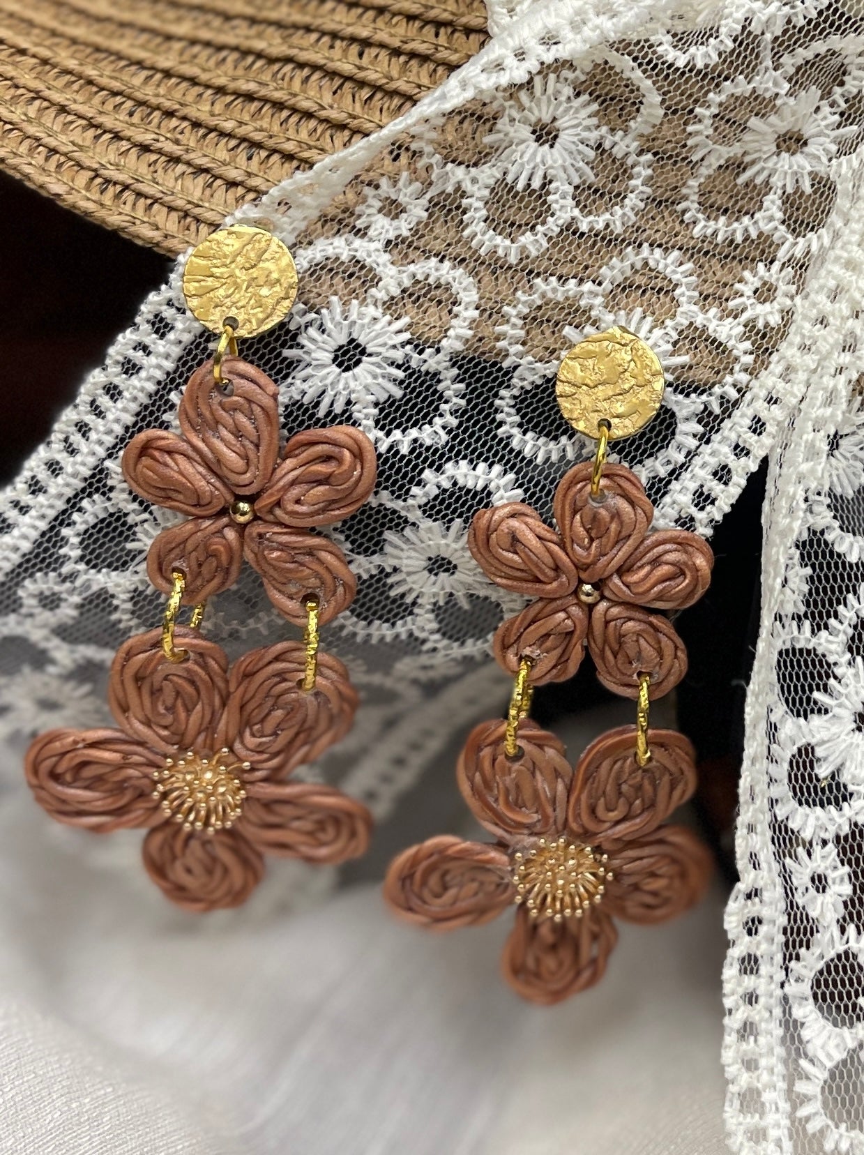 Earring rattan flower-7