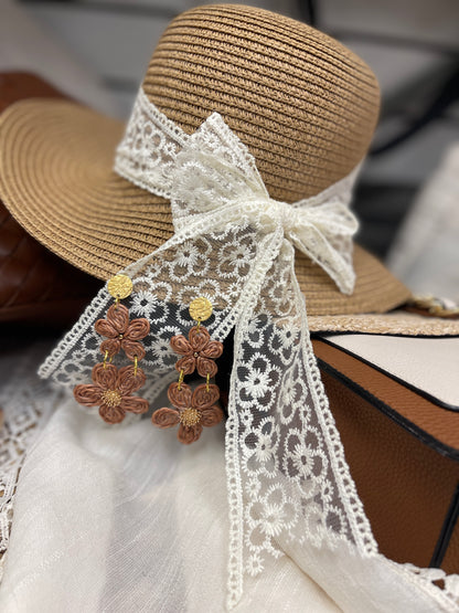 Earring rattan flower-7