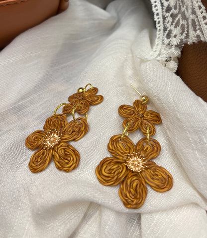 Earring rattan flower-8